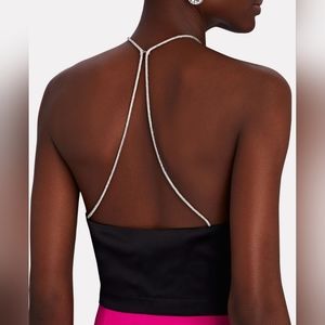 NEW With Tags RACHEL ZOE Size XS Black Satin Sparkly Crystal Embellished blouse